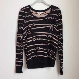 Anthropologie HWR Black / Pink Bow Sweater Size M